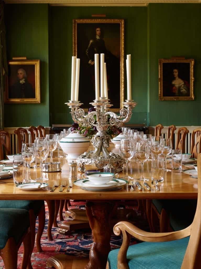 dining room with candelabra