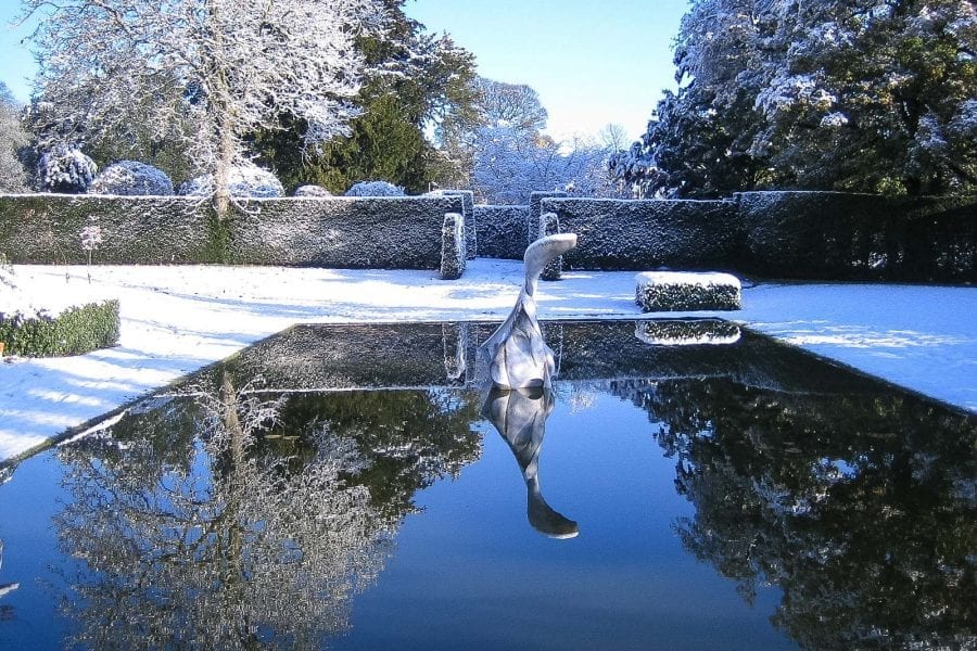 sculpture pond in winter