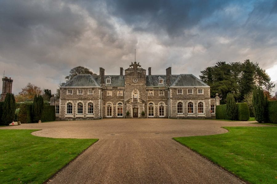 Front facade of Farleigh House, a perfect location house for photoshoots and filming