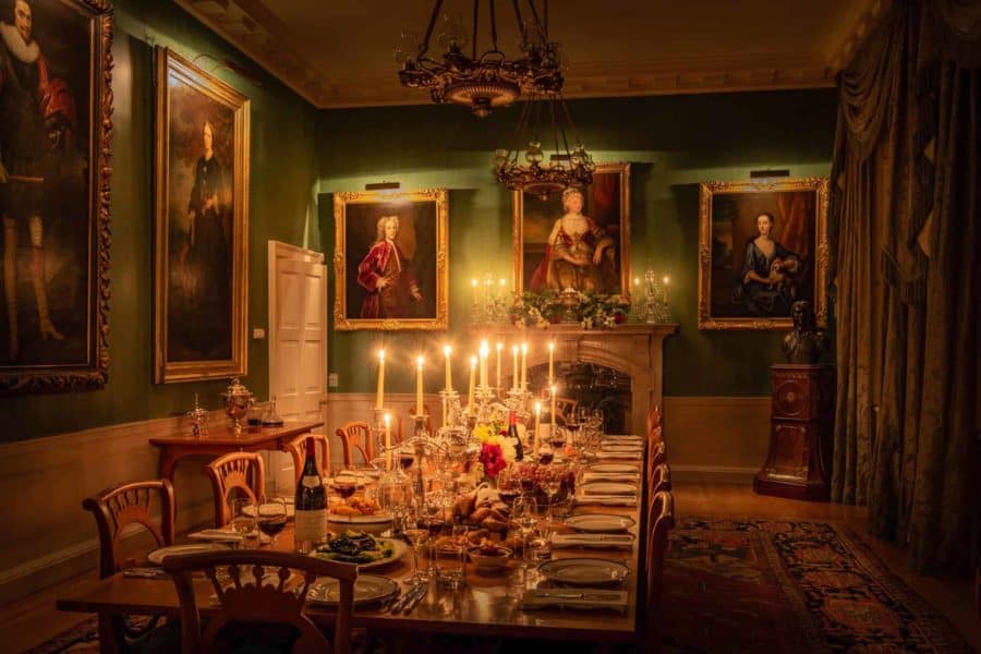 Farleigh House dining room dressed for dinner