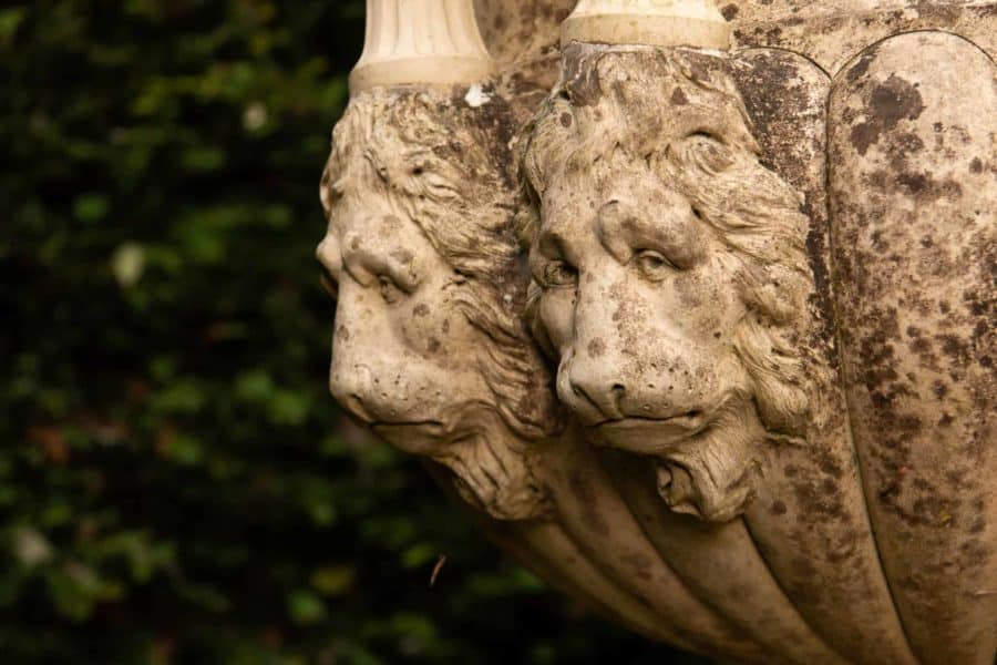 Statues and art in the gardens at Farleigh house