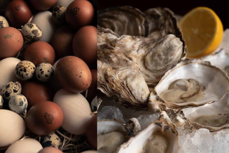 Fresh produce such as eggs and oysters make up the private chef menu